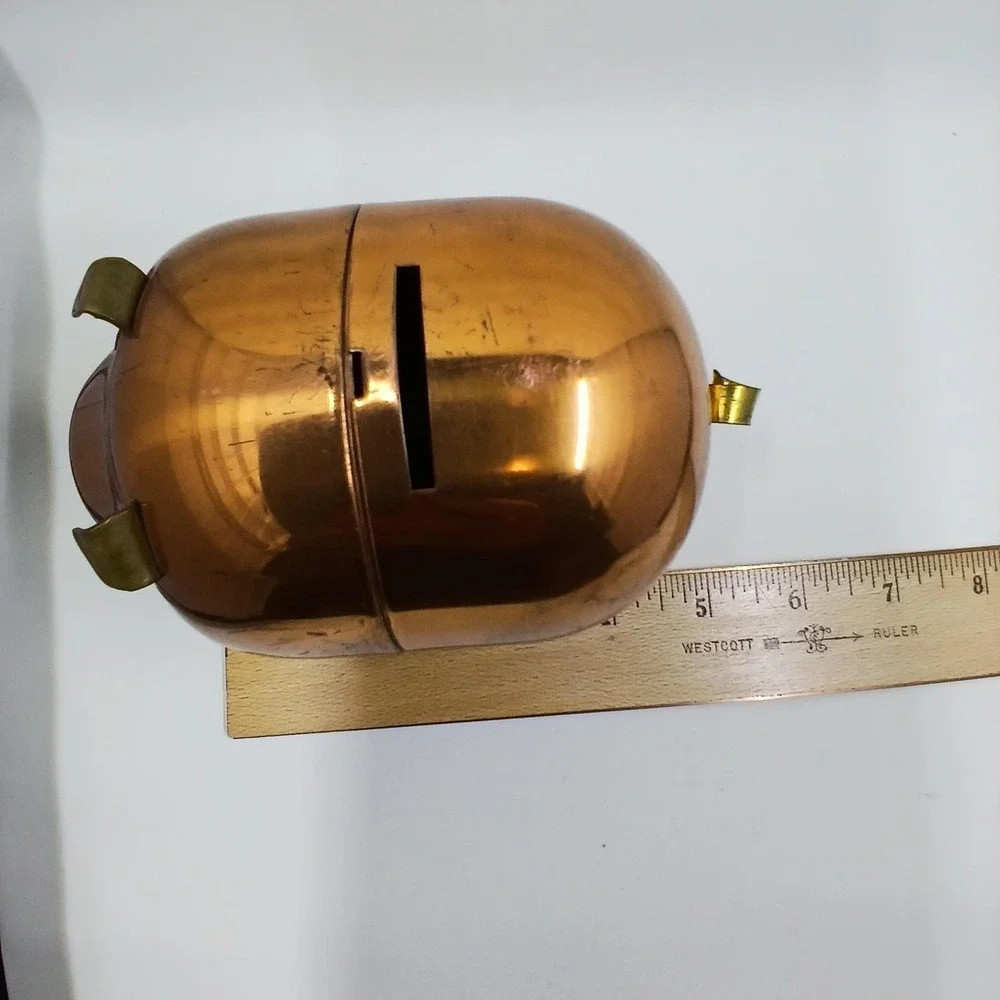 Vintage Coppercraft Guild‎ Piggy Bank Coin Holder Pig Figurine Mid Century Decor
